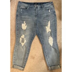 JUDY BLUE 22W WOMEN JEANS COTTON/SPANDEX Skinny Fit DISTRESSED HIGH WAIST